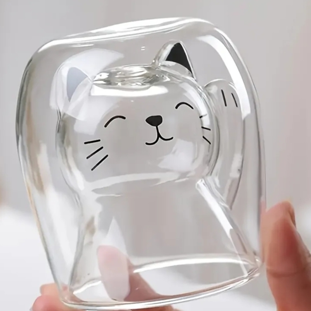 Clear Cat Glass Cup